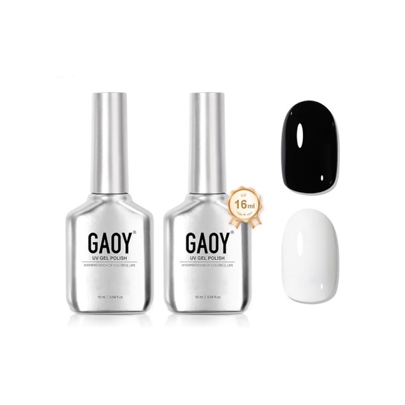 GAOY UV LED CURE GEL NAIL POLISH DUO KIT (BLACK + WHITE) - Picture 2 of 2